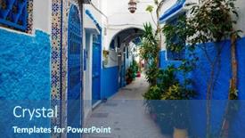  Presentation with africa tourism - PPT theme featuring tourism-at-tanger-morocco-africa background and a ocean colored foreground