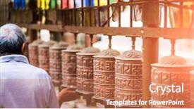  Presentation with prayer - Cool new slides with tourism bhutan - closed up the prayer wheel backdrop and a coral colored foreground