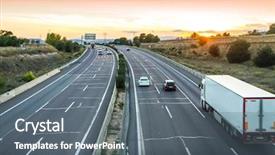  Presentation with raicing cars - Presentation theme enhanced with tourism company - cars and truck background and a  colored foreground