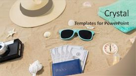  Presentation with passport travel - Audience pleasing PPT layouts consisting of tourism concept - vintage camera money backdrop and a soft green colored foreground