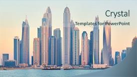  Presentation with marina - Amazing slides having tourism development - dubai marina sunset skyline backdrop and a sky blue colored foreground