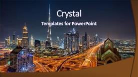 Presentation with traffic road - PPT layouts consisting of tourism development - dubai skyline during sunrise background and a navy blue colored foreground
