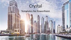  Presentation with middle east - Colorful PPT theme enhanced with tourism development - skyline of dubai marina backdrop and a lemonade colored foreground