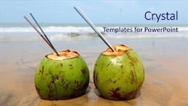  Presentation with coconut sap - Beautiful PPT theme featuring tourism dominican republic - coconut cocktail backdrop and a  colored foreground