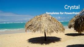  Presentation with palm beach - Presentation having tourism dominican republic - parasol made out of palm background and a teal colored foreground