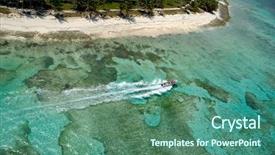  Presentation with speedboat - Slides consisting of tourism dominican republic - speedboat and beach taken background and a ocean colored foreground