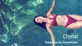  Presentation with swimming pool - Beautiful presentation design featuring tourism health resort - fashionable beauty posing backdrop and a ocean colored foreground