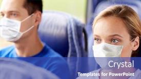  Presentation with bus train - Colorful PPT theme enhanced with tourism-healthcare-and-pandemic-concept backdrop and a ocean colored foreground