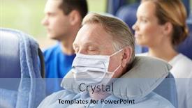  Presentation with medical face mask - PPT theme featuring tourism-healthcare-and-pandemic-concept background and a light blue colored foreground