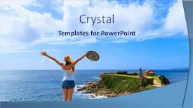  Presentation with spain - PPT theme having tourism-in-galicia-spain-woman background and a  colored foreground