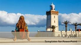 Presentation with morocco - Theme with tourism-in-morocco-woman-tourist background and a soft green colored foreground
