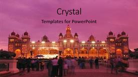  Presentation with india festival - Slide deck enhanced with tourism india - mysore palace at full lights background and a coral colored foreground