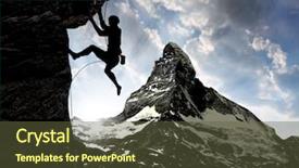  Presentation with tourism - PPT theme featuring tourism mountains - climbers in the swiss alps background and a tawny brown colored foreground