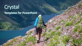  Presentation with arches national park - Presentation theme with tourism mountains - hike in glacier national park background and a ocean colored foreground