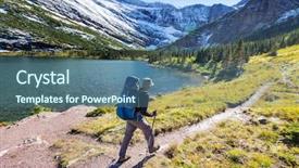  Presentation with montana - Beautiful presentation theme featuring tourism mountains - hike in glacier national park backdrop and a ocean colored foreground