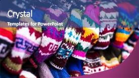  Presentation with knitted knitting needle - Slides having tourism nepal - colorful handmade knitted hats background and a  colored foreground