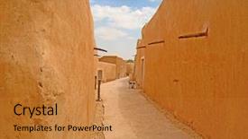  Presentation with riyadh - PPT theme having tourism saudi arabia - narrow street of the old background and a gold colored foreground