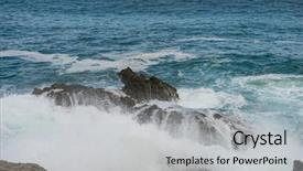  Presentation with stormy sea waves - Presentation consisting of tourism sea raging wild waves background and a light gray colored foreground