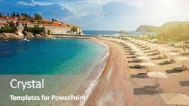  Presentation with island - Cool new slides with tourism serbia - beach near the island sveti backdrop and a coral colored foreground