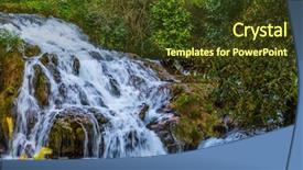  Presentation with pedestrian - Slide set with tourism slunj croatia cascade water background and a tawny brown colored foreground