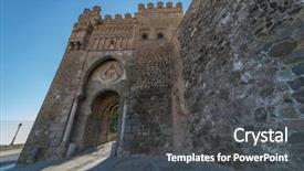  Presentation with tourism - Presentation design featuring tourism toledo gate of puerta background and a  colored foreground