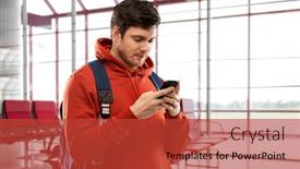  Presentation with airport terminal - Slide deck featuring tourism-travel-and-technology-concept background and a red colored foreground