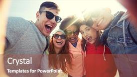  Presentation with tourism selfie - PPT layouts featuring tourism travel people leisure background and a red colored foreground