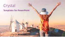  Presentation with tourism - Theme featuring tourism-travel-windmills-consuegra-castile background and a lemonade colored foreground
