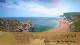  Presentation with sunrise - Beautiful theme featuring tourism uk - man watching sunrise over jurassic backdrop and a gold colored foreground