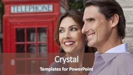  Presentation with red telephone - Beautiful PPT theme featuring tourism uk - romantic happy man and woman backdrop and a tawny brown colored foreground