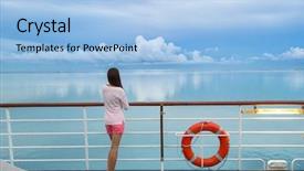  Presentation with cruise ship - Amazing slides having tourism vacation holidays sailing away backdrop and a light blue colored foreground