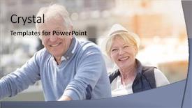  Presentation with fun fair swinging ride - Presentation enhanced with tourism visitor centre - senior couple having fun riding background and a lemonade colored foreground