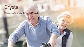  Presentation with senior couple - Amazing presentation theme having tourism visitor centre - senior couple having fun riding backdrop and a lemonade colored foreground