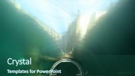  Presentation with tuna fish underwater in ocean - Amazing presentation theme having tourism visitor centre - underwater tunnel backdrop and a  colored foreground