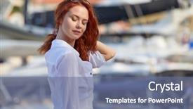  Presentation with dalmatia - Beautiful presentation design featuring tourism visitor centre - woman traveller enjoys scenic view backdrop and a  colored foreground