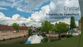 Presentation with bridges - Audience pleasing presentation design consisting of tourist-area-petite-france backdrop and a light blue colored foreground