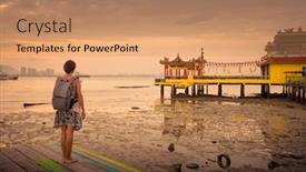  Presentation with tourist - Presentation design consisting of tourist-at-yeoh-jetty background and a coral colored foreground