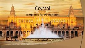  Presentation with espana - Slide deck with tourist attraction - beautiful plaza de espana background and a yellow colored foreground