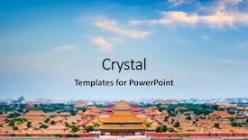  Presentation with forbidden city - Slide deck with tourist attraction - beijing china overlooking the forbidden background and a light blue colored foreground