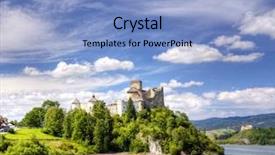  Presentation with castle - Beautiful theme featuring tourist attraction - castle on top backdrop and a light blue colored foreground