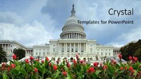 Presentation with tourist - PPT theme enhanced with tourist attraction - dark clouds over washington background and a light blue colored foreground