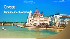  Presentation with european parliament - Slides having tourist attraction - european landmarks - view background and a teal colored foreground