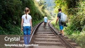  Presentation with tracks - Presentation theme consisting of tourist attraction - family of father and two background and a gray colored foreground