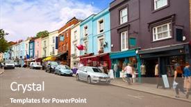  Presentation with london - Theme having tourist attraction - london portobello road market vintage background and a coral colored foreground