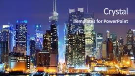  Presentation with new york city - Beautiful slide deck featuring tourist attraction - lower manhattan from across backdrop and a ocean colored foreground