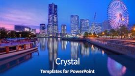  Presentation with japan - Audience pleasing PPT theme consisting of tourist attraction - skyline of yokohama japan backdrop and a ocean colored foreground