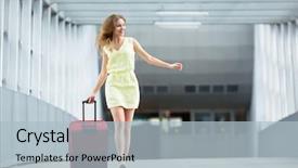  Presentation with suitcase - PPT layouts enhanced with tourist attraction - young girl with a suitcase background and a light blue colored foreground