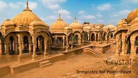  Presentation with rajasthan - Slides having tourist-attraction-and-rajasthan-landmark background and a gold colored foreground