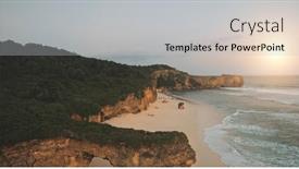  Presentation with light green - Beautiful PPT theme featuring tourist-attraction-closeup-aerial-cliff backdrop and a light gray colored foreground