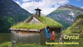  Presentation with architecture city - Colorful PPT theme enhanced with tourist attraction near geiranger city backdrop and a  colored foreground